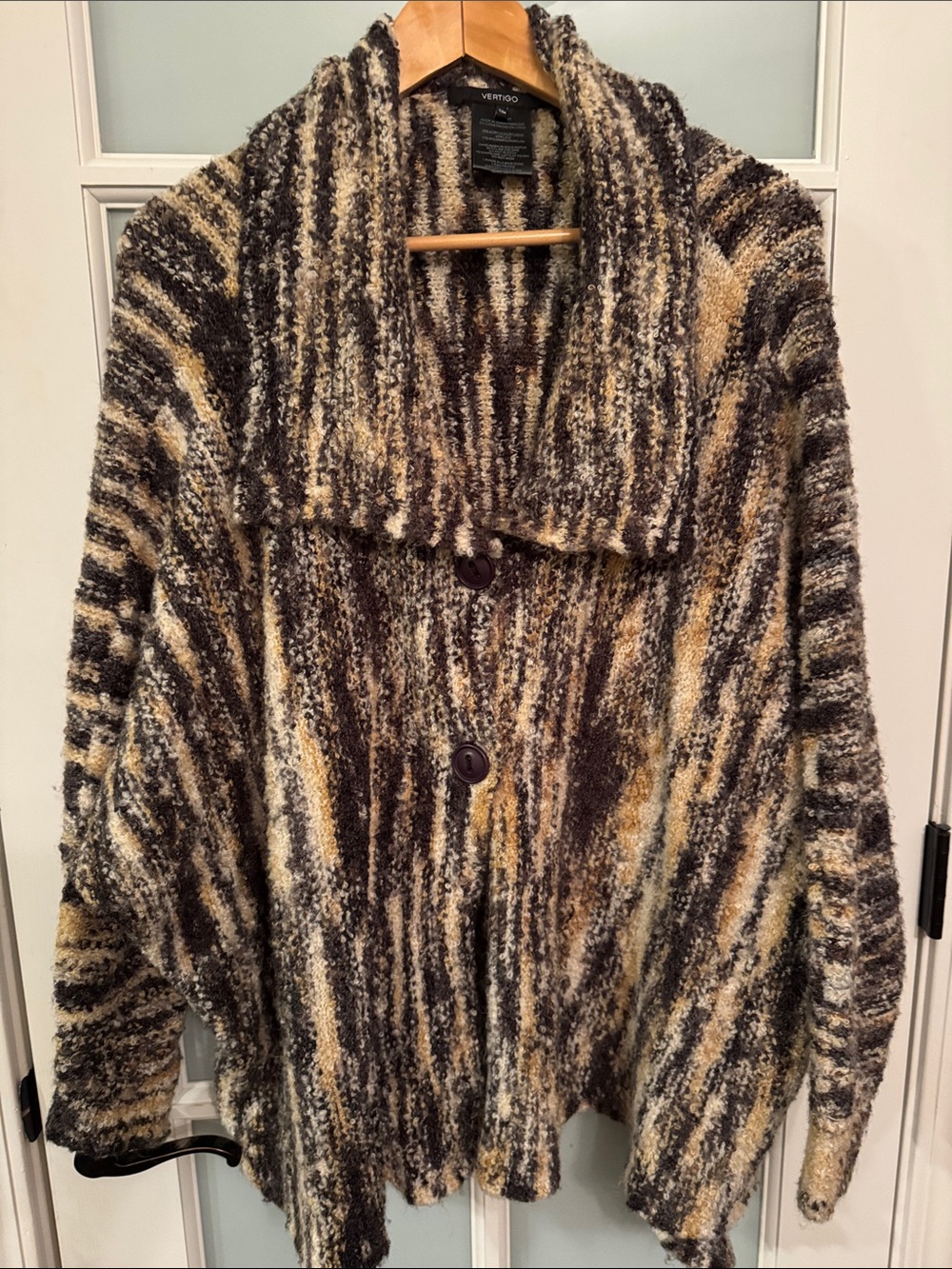 Vertigo S/M Multicolor Striped Plush Button Cardigan
